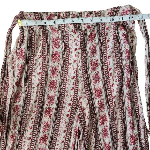 Boho Floral Cropped Ankle Pants Flowy Straight Leg Women's Size Small - Picture 5 of 7